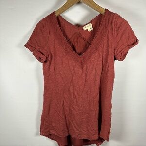 Meadow Rue Rust V-Neck Blouse